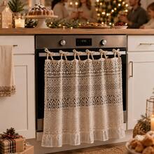 1pc Vintage Hollow Lace Semi-Transparent Decorative Curtain, Stove Oven Cabinet Cover, Minimalist Cream Style Kitchen Home Decor (Size 76*54cm) - Beige - View 7