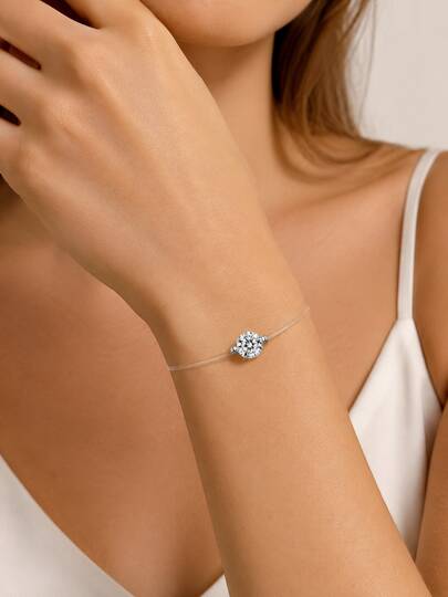 GLIMMER GI 1 pieza Pulsera de plata de ley S925 hipoalergénica, pulsera de línea de pescado con circonita cúbica sintética, estilo europeo y americano, moda versátil de uso diario, regalo para el Día de San Valentín, cumpleaños, Día de la Madre para mujeres, uso diario/vacaciones/cita/regalo