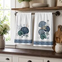 2/4/6pcs Set, Dish Towel, Ocean Creature Pattern Printed Towel, Ultra-Fine Microfiber Modern Absorbent Cloth, Cooking And Baking Tea Towel, Dish Cloth, Cleaning Towel, Hand Towel, Tea Towel, Ultra-Soft And Highly Absorbent, Kitchen Decor, Gift For Neighbors, Gift For Mom, Birthday Gift, Sweet Housewarming Gift For Friends, Kitchen Accessories, Daily Necessities, Life Essentials - Multicolor - View 1