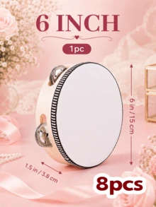 10/8/6件組成人用婚禮手持木製鈴鼓，附金屬鈴片，白色鈴鼓含禮品吊牌，教會婚禮派對伴手禮音樂樂器 - 彩色 - 查看 23