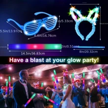 560PCS Glow In The Dark Party Supplies, Glow Sticks Glasses Favors, 20PCS Foam Glow Sticks, 20PCS LED Glasses, 20PCS Bunny Ear Headband And 200PCS Glow Sticks For Neon Party For Kids Or Adults For Start School, Halloween, Christmas, Weddings - 560 Pcs - View 9