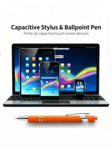 12pcs Retractable Ballpoint Pen Set, Dopamine Orange Large Capacity Neutral Pens, Black Ink, Comfortable Grip, Quick Drying, Smooth Writing, Screen Touch Compatibility (2-In-1 Design), Perfect For Note-Taking And Writing, Ideal Office And School Supplies, Birthday, Christmas, Halloween, Valentine's Day, New Year, Friend Gifts And Easter Gifts - 12 Pcs (Orange) - View 5