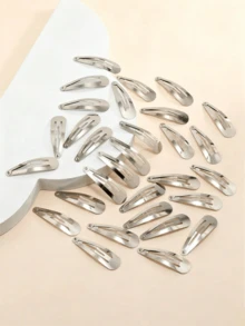 30pcs Minimalist Snap Hair Clips, Women Casual Claw Hair Accessories, Cute Hair Clips, Suitable For School Daily Wear - Silver - View 2