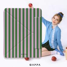 GIIPPA 1個粉綠條紋Y型摺疊磁吸平板保護殼，PU皮革外層搭配硬質壓克力防彎曲背板，無筆槽，多角度支撐，自動休眠/喚醒，辦公與日常使用，相容於 iPad Mini 6/7、Air 2/3/4/5/11/13" (M2/M3 2024-2025)、5/6/7/8/9/10/11代、Pro 10.5/11/12.9" (2017-2025)，夏季保護殼 11 A16 保護殼，保護套 - 多色6 - 查看 8