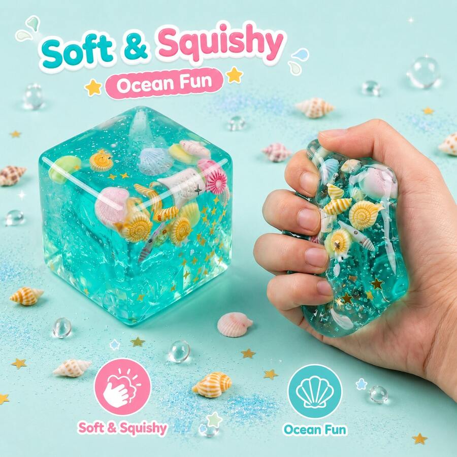 Multiple Ocean-Themed Transparent Fun Blocks Educational Toys For Kids, Shell And Star Elements Cognitive Enlightenment, Suitable For Parent-Child Interaction And Classroom Activities