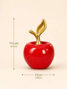 Red Apple Figurine With Gold Leaf, Fruit Sculpture Decor, Luxury Home Accent, Tabletop Centerpiece, Bookshelf Shelf Ornament, Office Desk Decor, Teacher Gift, Housewarming Gift, Fall Harvest Decoration - C - View 10