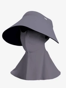CAMEL CROWN Summer Commute Outdoor Hollow Top Sun Hat, Wide Brim Full Face Sun Protection Mask, All-Around UV Protection Sun Hat - Distant Mountain Gray - View 5