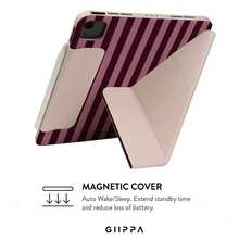 GIIPPA 1件 紅棕條紋 Y 型折疊磁吸平板保護殼，PU 皮革外層搭配硬質壓克力防彎背板，無筆槽，多角度支撐，自動休眠/喚醒，適用辦公與日常使用，相容 iPad Mini 6/7、Air 2/3/4/5/11/13" (M2/M3 2024-2025)、5/6/7/8/9/10/11代、Pro 10.5/11/12.9" (2017-2025)，Summer Obal Na 保護殼，11 A16 保護殼，保護套 - 多色4 - 查看 5