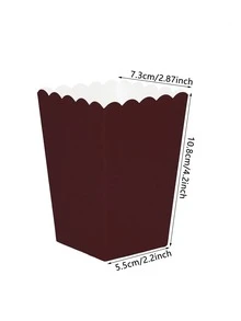 10pcs/20pcs/30pcs Reddish-Brown Popcorn Box,Wave-Edge Popcorn Box For Themed Parties Birthday Parties Housewarming Parties Men And Women - Reddish-brown - View 2