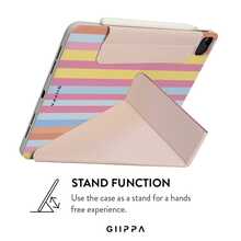 GIIPPA 1件彩色條紋Y折磁吸平板保護殼，PU皮革外層搭配硬壓克力防彎背板，無筆槽，多角度支架，自動休眠/喚醒，適合辦公與日常使用，兼容 iPad Mini 6/7、Air 2/3/4/5/11/13" (M2/M3 2024-2025)、5/6/7/8/9/10/11代、Pro 10.5/11/12.9" (2017-2025)，夏季保護殼，11 A16 保護殼，保護套 - 多色5 - 查看 4