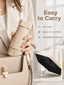 6-Fold Mini Folding Umbrella, Windproof, Sun Protection Beach Umbrella, With Protective Sleeve, Compact, Easy To Carry, Lightweight Design, Perfect For Travel, Hiking And Daily Use, Holiday And Birthday Gift, Travel Parasol - Multicolor - View 2