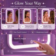 Vanity Desk Set With LED Lighted Mirror, Cute Y2K Makeup Vanity Table With Lockable Storage Drawer, Open Shelves & Matching Stool, Aesthetic Dressing Table For Girls Teens Women, Space Saving Bedroom Dorm Furniture, Perfect Gift For Her - White - View 5