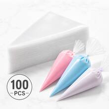 Piping Bags, 100 PCS Clear Disposable Icing Bags, Thickened Non-Slip And Anti-Burst Pastry Bags For Baking And Decorating Desserts Cakes Cookie - Clear - View 1