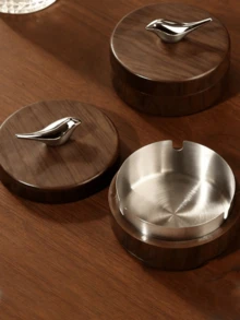 1pc Bird-Shaped Ashtray With Lid, Windproof Ash Box, Stainless Steel Inner Liner, Easy To Clean Textured Ashtray, Suitable For Home And Office, Prevents Ash Scattering, Creative Nordic Style, Great Gift - Multicolor - View 1
