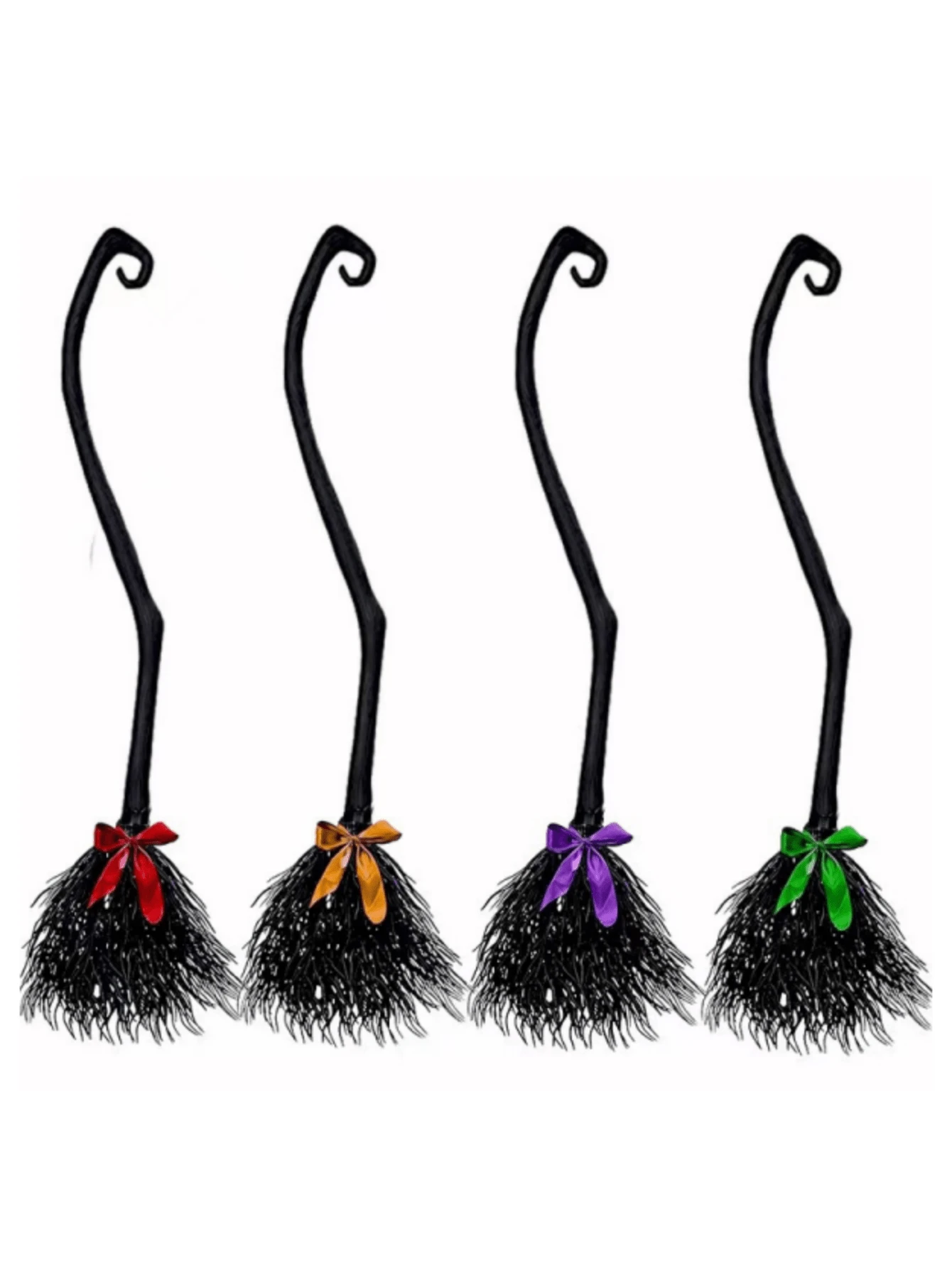 1pc Witch Broom With Ribbon, Suitable For Halloween Evil Witch Broom, Costume Party, Photo Booth Accessory, Halloween Decoration Prop - Multicolor - View 1
