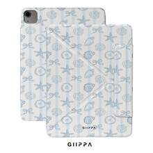 GIIPPA 1pc Light Blue Fine Striped Shell, Starfish, Bow Print Protective Case, Magnetic Detachable Y-Fold Shockproof Cover With Pen Slot, Compatible With IPad Mini 6/7, Air 2/3/4/5/11/13" (M2/M3 2024-2025), 5/6/7/8/9/10/11 Generation, Pro 10.5/11/12.9" (2017-2025), Suitable For Valentine's Day, Back To School, Office, Christmas, Halloween, Thanksgiving, Best Gift For Girlfriend - Multicolor 4 - View 1