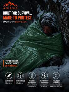 1pc/2pcs Waterproof Warm Emergency Sleeping Bag, Portable Lightweight Survival Bag, Windproof & Moisture-Proof Outdoor Camping Hiking Rescue Blanket, Green & Orange - Multicolor - View 6