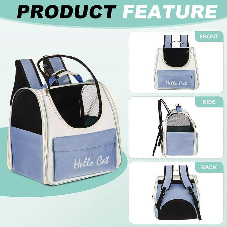 Transparent Cat Backpack Carrier, Breathable Ventilated Mesh Ventilated Mesh Pet Backpack, Large Space Transparent Cat Carrier Bag, Collapsible Soft-Sided Pet Carriers For Kitten Small Dogs, Portable Handheld Crossbody Pet Travel Backpack - Multicolor - View 7