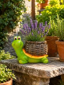 1pc Creative Turtle Shaped Resin Vase Decor, Symbolizing Longevity, Suitable For Indoor Succulent Plants, Cute Succulent Cactus Plant Pot, Perfect Gift For Indoor Home Office Garden Plant Lovers - Multicolor - View 15