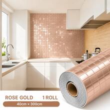 3M/118.1 Inch Self-Adhesive Mosaic Wallpaper Roll, Waterproof Peel And Stick Contact Paper, Glossy PVC Wall Covering, Suitable For Kitchen Backsplash, Bathroom, Cabinets, Countertops And Home Decor - Multicolor - View 11
