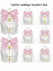 6 Sets Crystal Candy Bowl Baptism Gifts With 6 Cross Rose Baptism Decorations, Wedding Baby Shower First Communion Party Supplies (White) - Multicolor - View 17