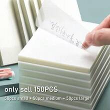 150PCS Memo Sheets, 50PCS Each In 3 Sizes Large Medium Small Blank Translucent PET Memo Sheet, Simple See-Through Self-Sticky Writing Design For Student Office Daily Planner Note Sticker - Clear - View 1