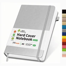 A5 anteckningsbok med hårdpärm, 240 sidor 100 gsm tjockt papper, journal med PU-läderomslag, elastisk stängning, pennögla och bandbokmärke - A5 - Visa 22
