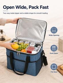 Sac isotherme de pique-nique unisexe avec bandoulière amovible, doublure en feuille d'aluminium épaissie, anti-poussière, isolation thermique, sac de rangement de boîte à lunch de style urbain géométrique, convient pour la randonnée en plein air, la fête à la plage, le déjeuner en famille, les fournitures pour les fêtes du Nouvel An - A - Voir 7