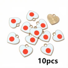 10件 15x16mm 琺瑯國家國旗心形吊墜DIY珠寶製作配件，適用於項鍊耳環，禮物創意 - 國旗 - 查看 32