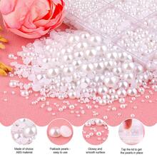 11,000pcs Handmade Flat Back Pearl Rhinestones (Ivory/Beige), Multiple Sizes 2/3/4/5/6/8/10mm Half Pearl DIY Shiny Beads For Clothing, Drums, Cups, Shoes, Fabric Decoration - Multicolor - View 5