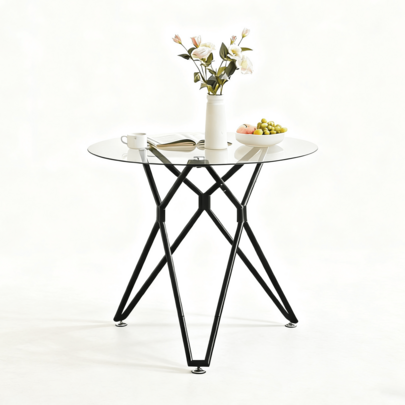Round Glass Dining Table 90cm - Space Saving, Perfect For Small Kitchens