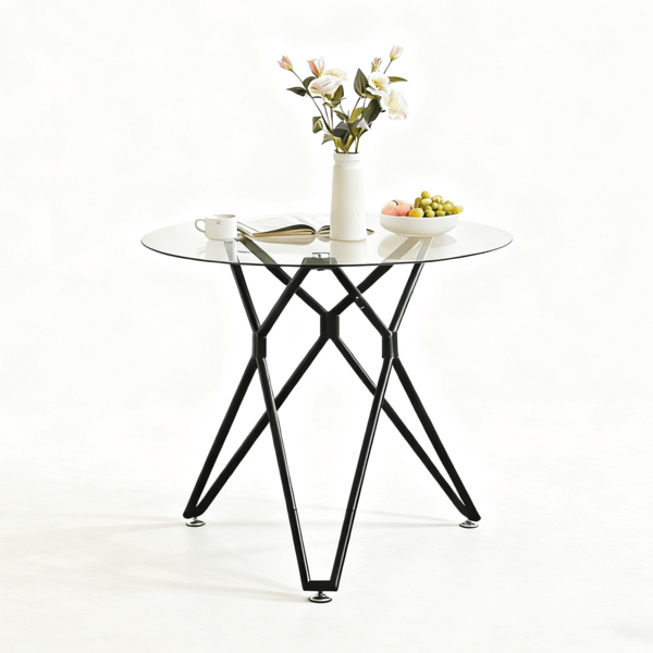 Round Glass Dining Table 90cm - Space Saving, Perfect For Small Kitchens