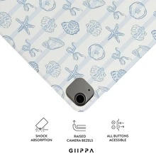 GIIPPA 1pc Light Blue Fine Striped Shell, Starfish, Bow Print Protective Case, Magnetic Detachable Y-Fold Shockproof Cover With Pen Slot, Compatible With IPad Mini 6/7, Air 2/3/4/5/11/13" (M2/M3 2024-2025), 5/6/7/8/9/10/11 Generation, Pro 10.5/11/12.9" (2017-2025), Suitable For Valentine's Day, Back To School, Office, Christmas, Halloween, Thanksgiving, Best Gift For Girlfriend - Multicolor 4 - View 3