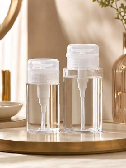 Reusable Transparent Pump Bottle, Refillable Cosmetic Container, Travel Accessories, Dorm & Bathroom Essential, Beach Travel Organizer, Back To School Must-Have, Travel Bottle Set