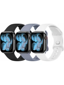 3件組中性時尚蘋果矽膠錶帶，相容 38/40/41/42/44/45/49mm Ultra/SE/8/7/6/5/4/3/2/1 - 彩色 - 查看 2