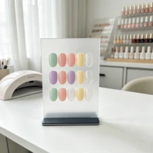 1pc Transparent Artificial Nails Nail Art Style Display Board With Base, Desktop Nail Art Sample Display Rack, Nail Salon Product Photography Prop Background Board, Minimalist Color Card Nail Art Display Rack - Multicolor - View 3