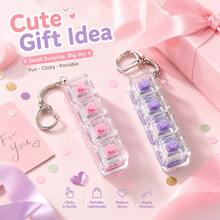 1pc Light-Touch Stress Relief Toy, Designed For Adults, Square Keyboard Clicker Keychain, Sensory Gift For Autism, Anxiety And Stress Relief (Clear-Macaroon1, 4-In-1 - 1 Piece) - Multicolor - View 1