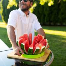 1pc Creative Watermelon Slicer, Stainless Steel Watermelon Cutter, Reusable Fruit Slicer, Kitchen Gadget, Kitchen Utensil Accessory - Multicolor - View 3