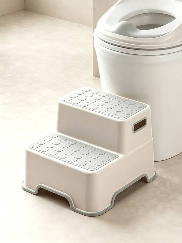 Double-Layer Anti-Slip Step Stool, Equipped With Stable Anti-Slip Foot Pads, With Portable Carry Handle, Strong Load Bearing Capacity, Multifunctional Foot Stool,Easy To Clean And Space Saving For Storage,Suitable For Kitchen,Living Room And Bathroom