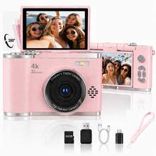 Digital Camera,Autofocus 4K Vlogging Camera For  With SD Card,64MP Portable Compact Point And Shoot Digital Camera For Teens Adult Beginner With 16X Zoom,Anti-Shake,2 Batteries (White) - View 12