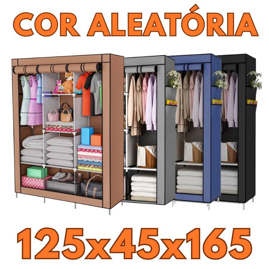 Foldable Wardrobe Closet For Organizing Clothes With Zipper - 125x45x165 隨機 - 查看 1