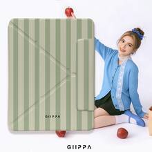 GIIPPA 1件綠色與白色條紋Y折磁吸平板保護殼，PU皮革外層搭配硬質壓克力防彎背板，無筆槽，多角度支架，自動休眠/喚醒，適用辦公與日常使用，相容 iPad Mini 6/7、Air 2/3/4/5/11/13" (M2/M3 2024-2025)、5/6/7/8/9/10/11代、Pro 10.5/11/12.9" (2017-2025)，Summer Obal Na 保護殼，11 A16 保護殼，保護套 - 多色15 - 查看 9