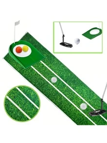 1 Set Of Golf Putting Practice Mats, Perfect For Indoor Golf Training And Fun. Durable And . Makes A Great Holiday Gift (Teacher's Day, Valentine's Day, Halloween, Christmas, Thanksgiving, Back-To-School Season). - Black - View 2