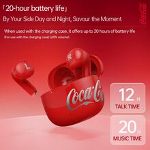 Coca-Cola T65 True Wireless Earbuds, Desain Semi-In-Ear, Diafragma Komposit 13mm, Wireless 6.0, Total Daya Tahan Baterai 20 Jam, Terjemahan AI dan Pemosisian Jarak Jauh APP, Hadiah untuk Olahraga dan Perjalanan - View 4