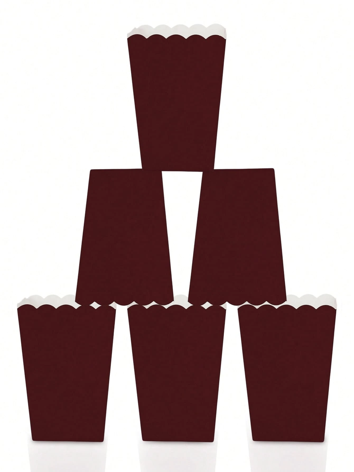10pcs/20pcs/30pcs Reddish-Brown Popcorn Box,Wave-Edge Popcorn Box For Themed Parties Birthday Parties Housewarming Parties Men And Women - Reddish-brown - View 1