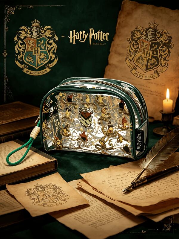 Harry Potter Makeup Bag Clutch Black Vintage Family Style Makeup Bag Transparent Waterproof Bag Party Christmas Halloween Birthday Women's Gift