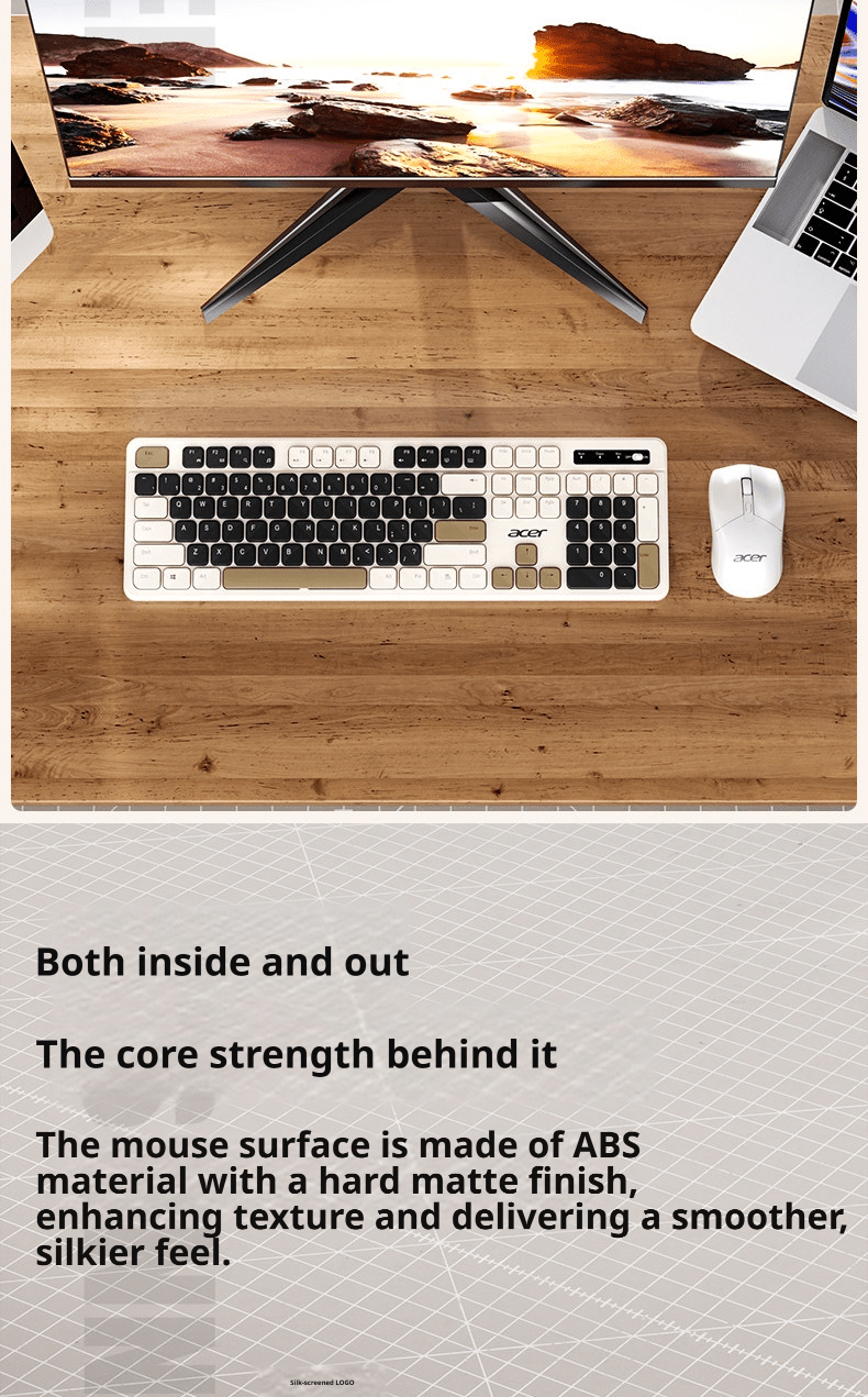 Acer 2.4G無線鍵鼠套裝人體工學防潑水鍵盤1600DPI精準光學滑鼠桌上型筆記本通用商務辦公室套件 - 查看 4