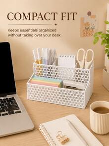 Desktop Storage Organizer Rack, Honeycomb Hollow Design, Multi-Layer Multi-Compartment Shelf, Suitable For Office Supplies And Student Desk Clutter, Innovative Back-To-School Season Gift, Fit For Office Desk And Study Table - Multicolor - View 6