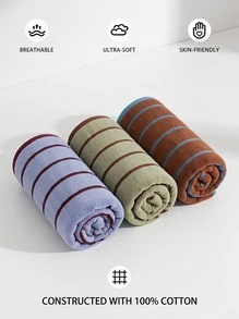 Veyra Day 1pc Cotton Striped Towel For Bathroom, Aesthetic Soft Absorbent Face & Hand Towels, Boho Vintage Towel - Multicolor - View 2