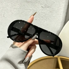 Unisex Fashion Personalized Oversized Aviator Decorative Glasses, Suitable For Travel, Vacation And Fashion Accessory - 彩色 - 查看 8